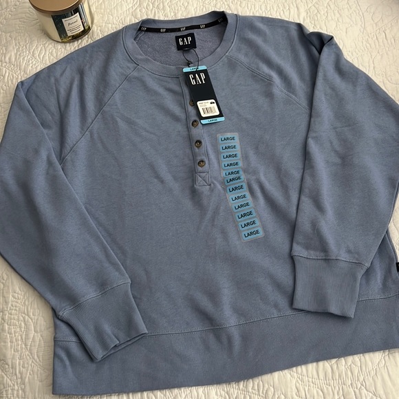 GAP blue sweatshirt button down NWT - Picture 1 of 7